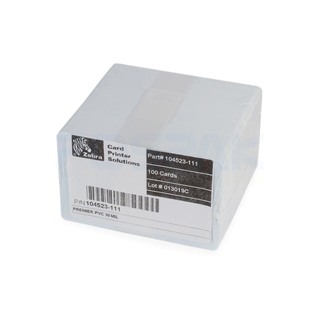 Zebra 104523-111 Premier (Pvc) Card, Standard White 500 Cards In A Box