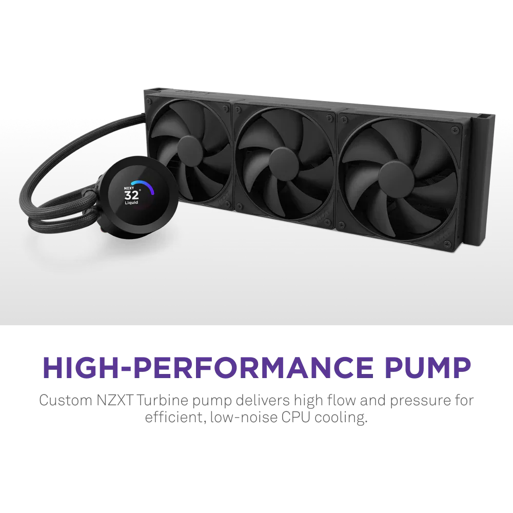 Nzxt Kraken Plus 360Mm V2 Display And Radiator Fans Aio Liquid Cooler Black