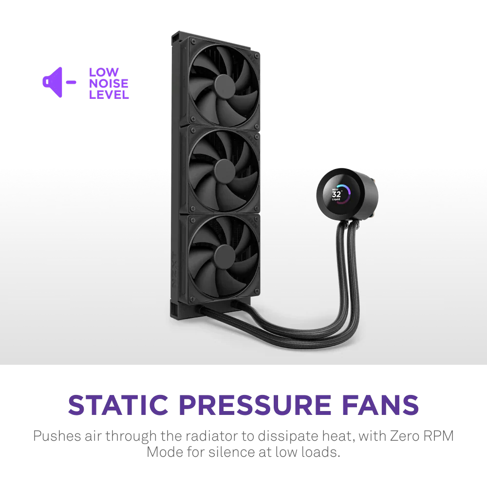 Nzxt Kraken Plus 360Mm V2 Display And Radiator Fans Aio Liquid Cooler Black
