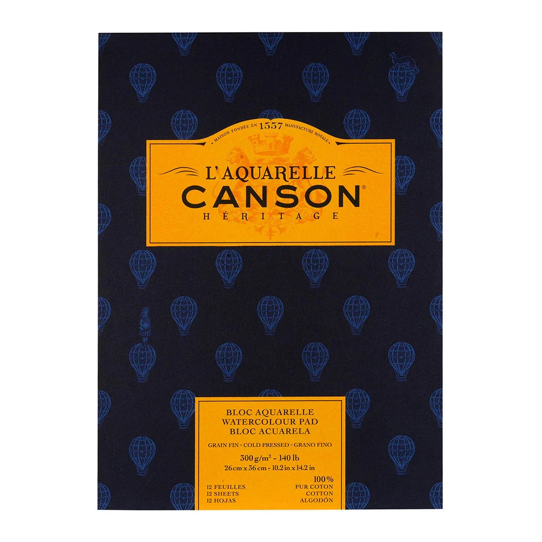 Canson Heritage Watercolor Paper Pad 300Gsm, 26X36Cm - 12 Sheets