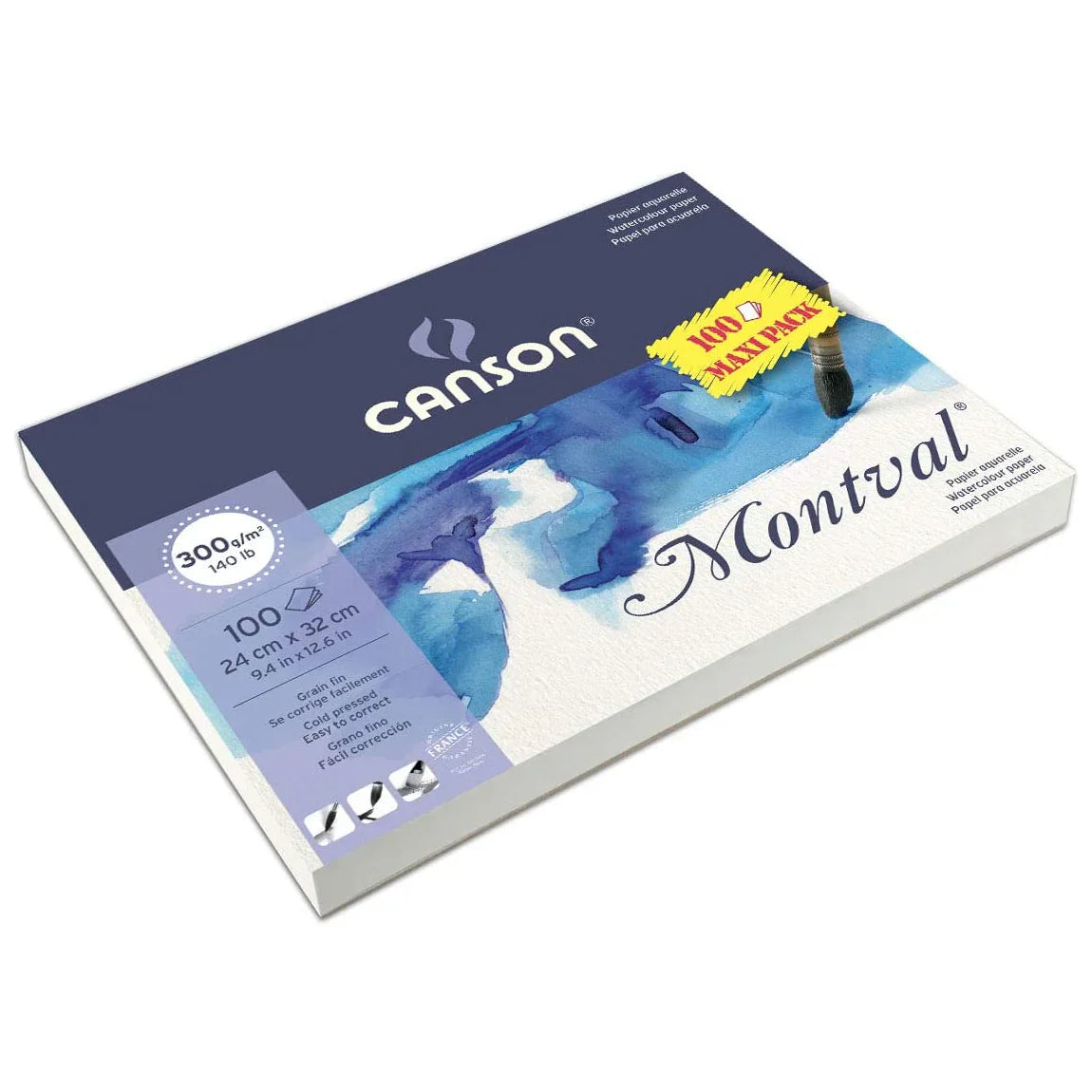 Canson Montvale 300Gm Watercolor Practice Paper Pad Including 100 Sheets