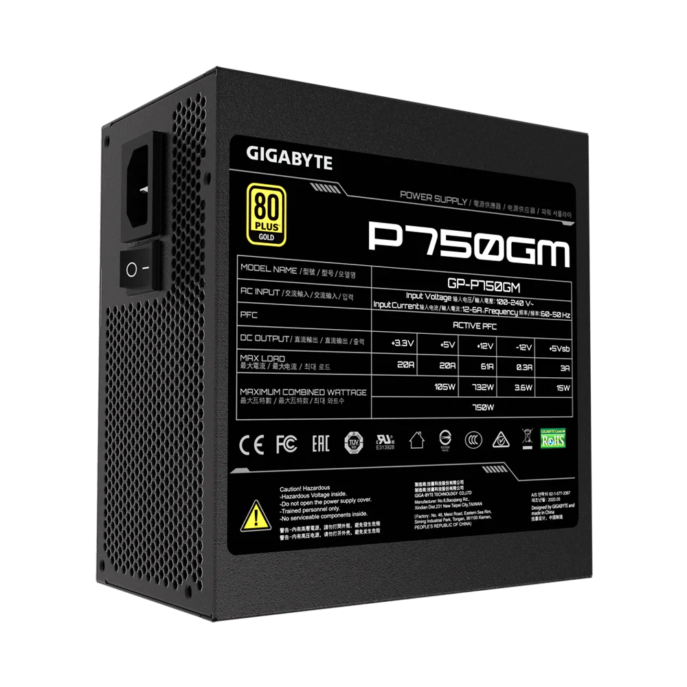 Gigabyte Gp750Gm Gold 750W Fully Modular Power Supply Black