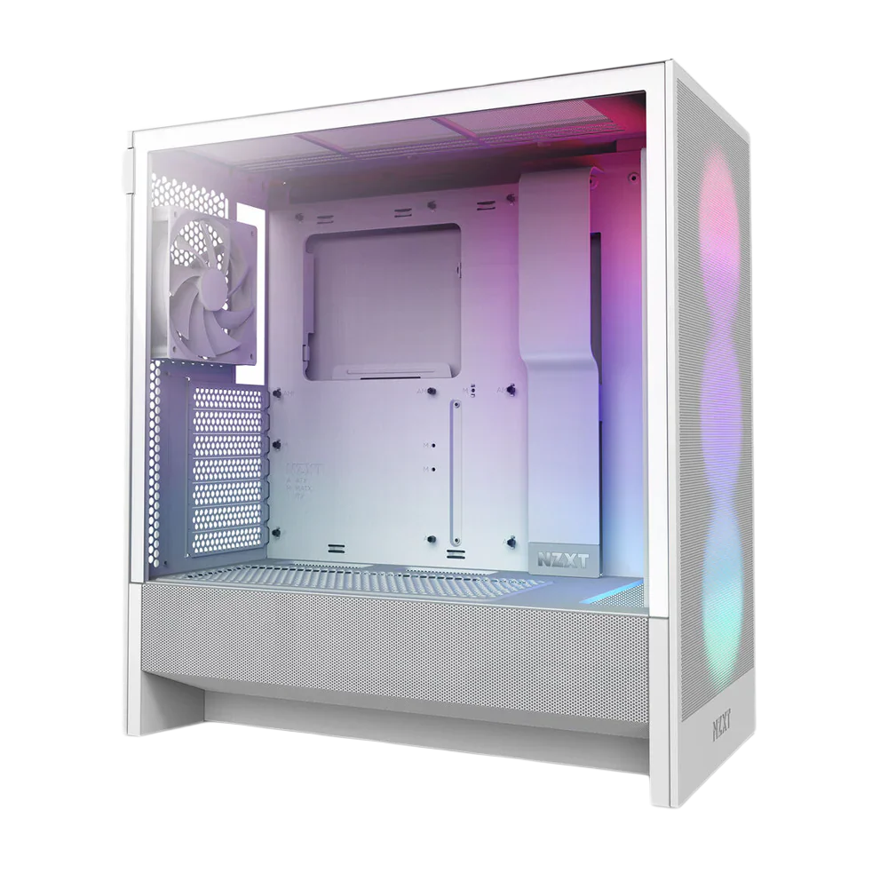 Nzxt H5 Flow Rgb (2024) Compact Mid-Tower Atx Case With Rgb Fans - White
