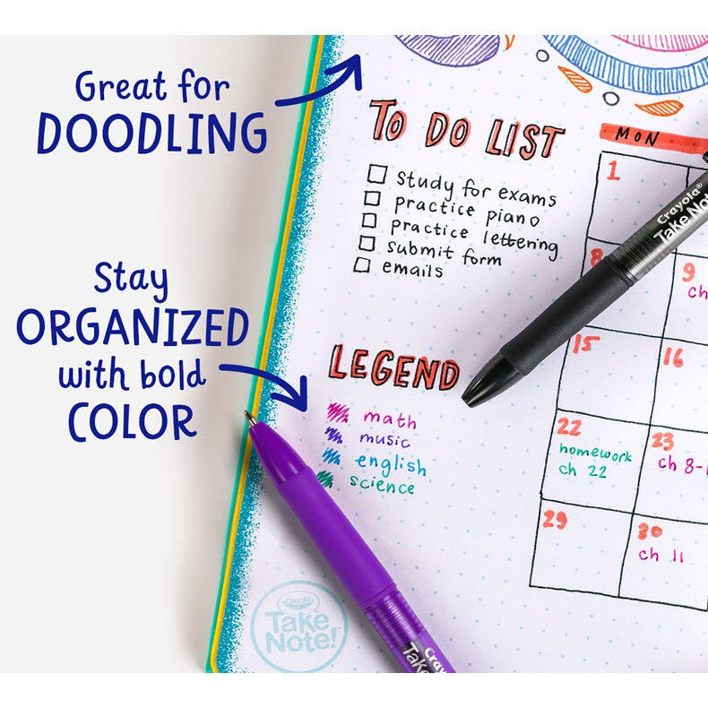 Crayola 14 CT TAKE NOTE WASHABLE GEL PENS