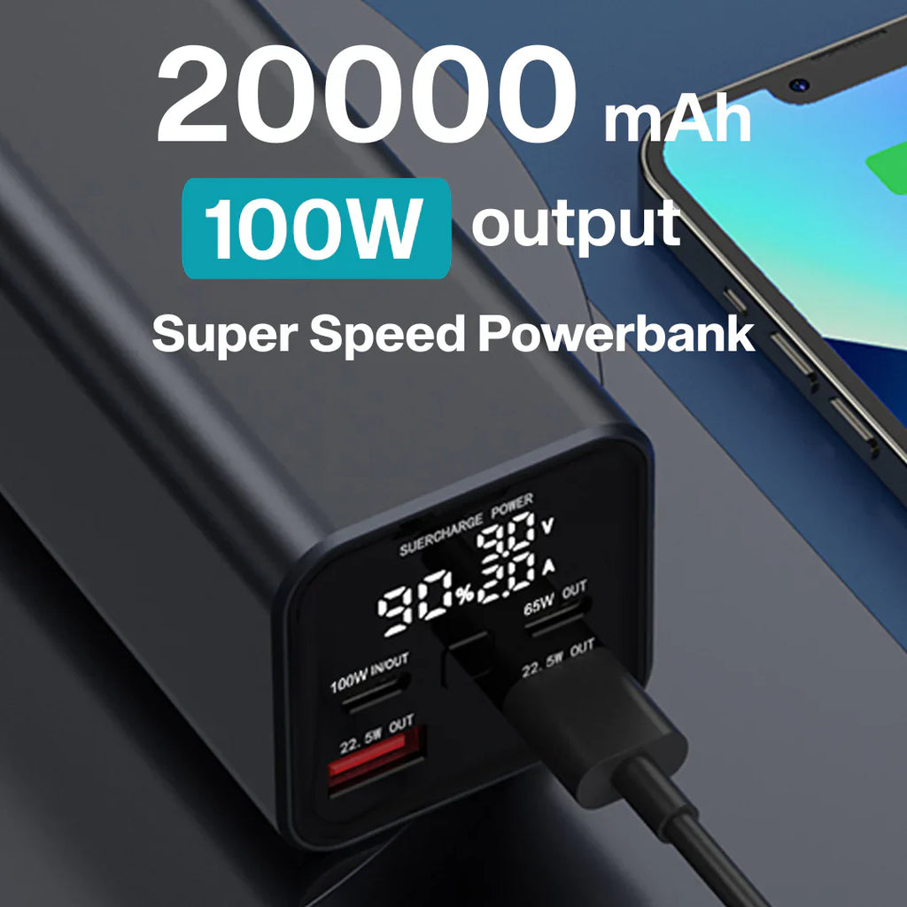 Engage 20000 Mah Portable Fast Charging Pb W/Led Display-Bk Pd100W