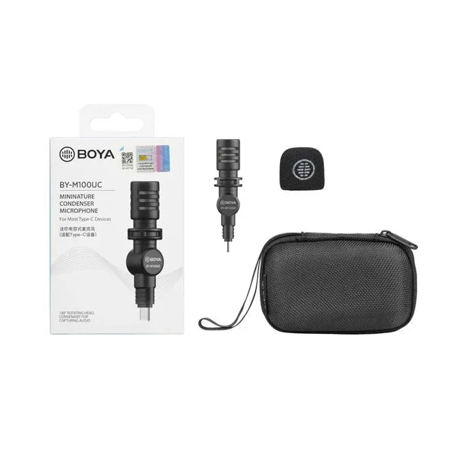 BOYA Miniature Condenser Smartphone Microphone with Type-C Connector – Black