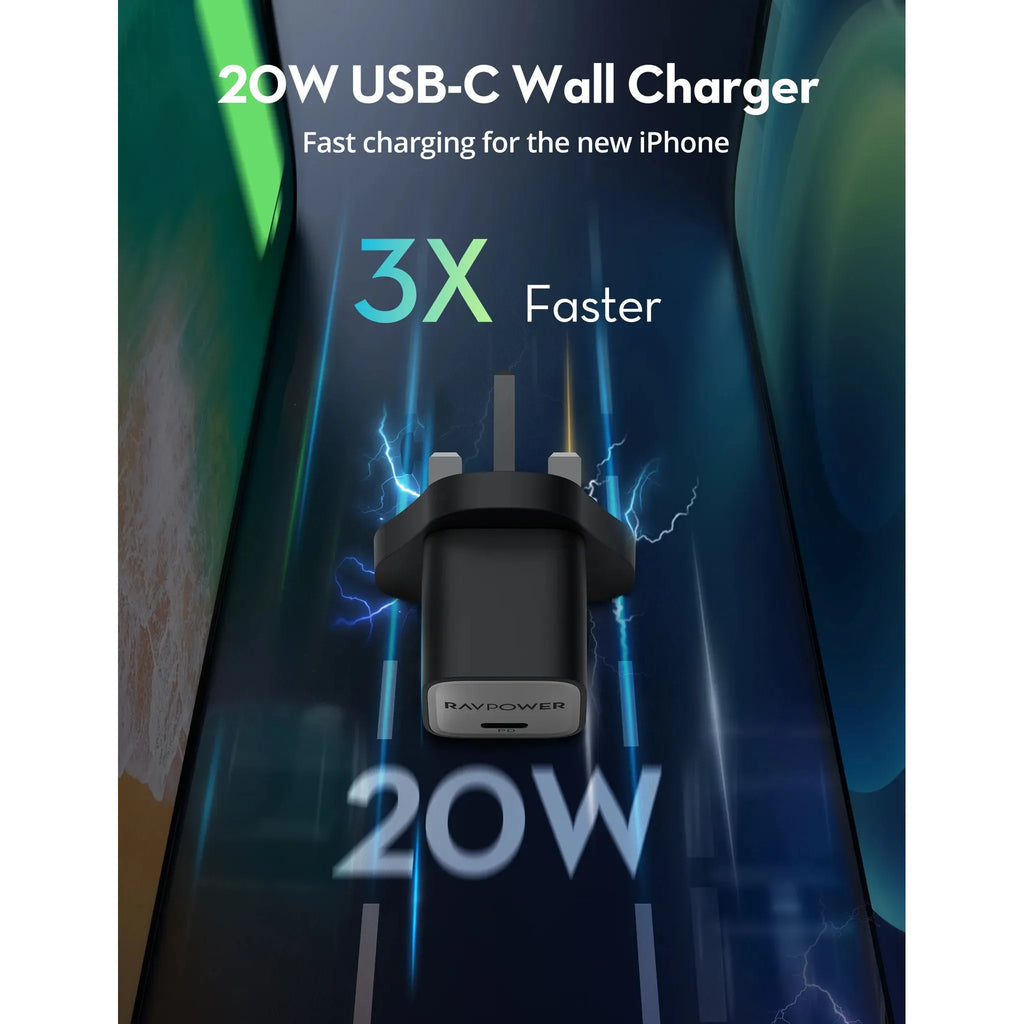 Ravpower Rp-Pc1055 Mini Pd20W  Gan Type C Charger Black