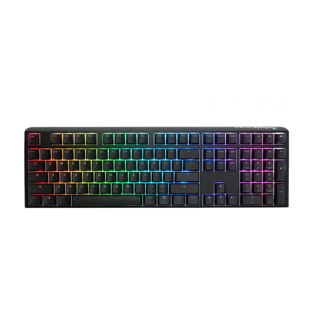 Ducky One 3 Pbt Hot Swap Full Size Blue Switch Cherry Rgb Wired Mechanical Gaming Keyboard Arabic - Classic Black