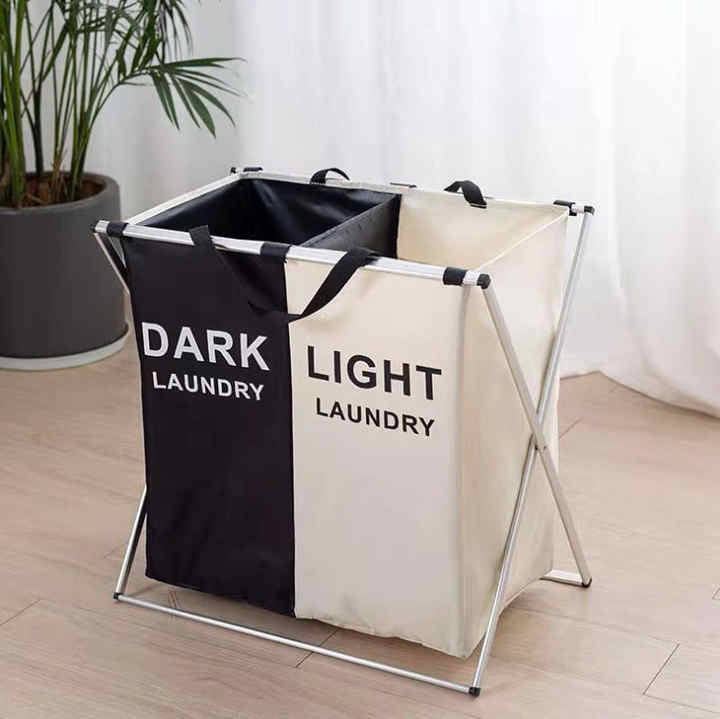 2 Bag Laundry Sorter Folding Basket