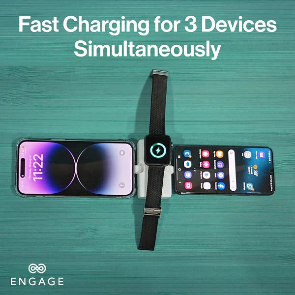 Engage Portable Dual Port Lightning Usb-C & Watch Charging Power Bank 5000Mah BLACK