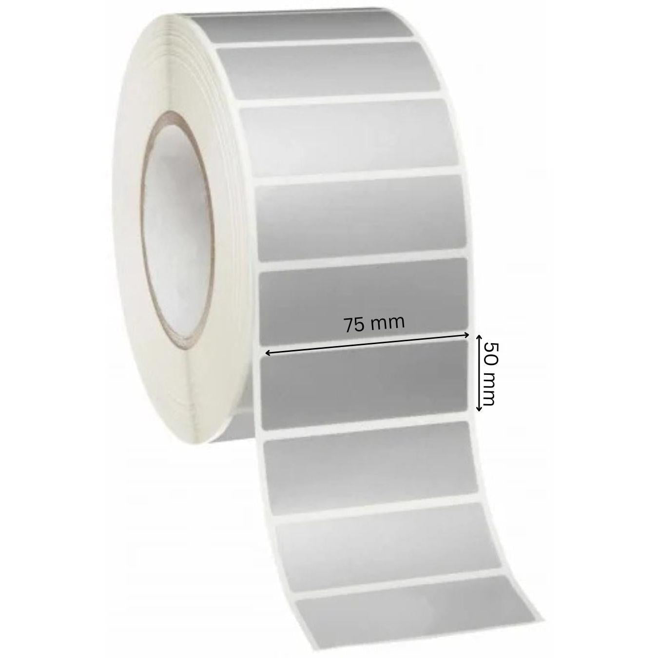 Silver Polyester Labels 75Mm X 50Mm