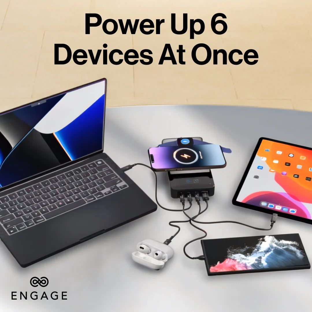Engage Power Bank 25000 Mah Dual Wireless 3 Usb C 1 Usb A 280W