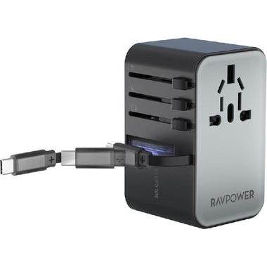 Ravpower GaN 70W Travel Charger with USB-C to USB-C Cable, RP-PC1061 – Black