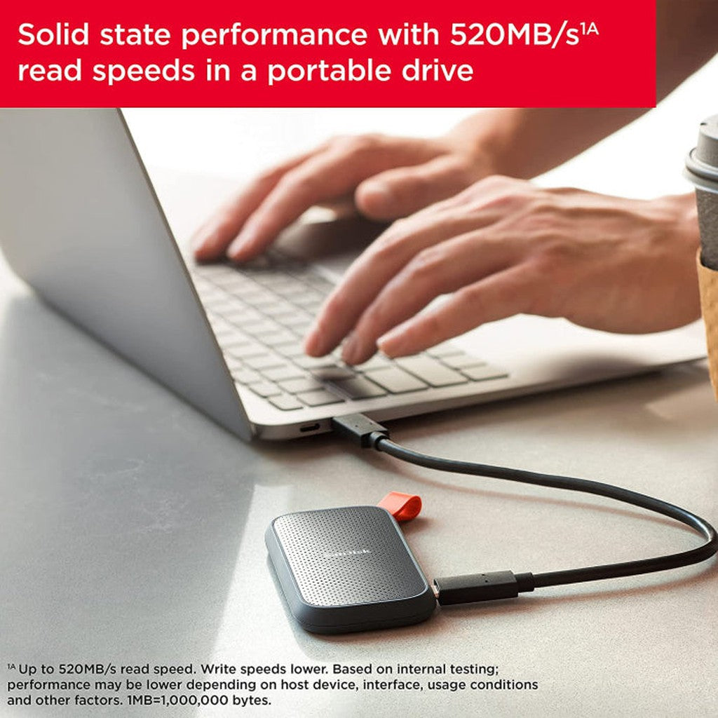 2Tb Sandisk Portable Ssd - Up To 520Mb/S, Usb-C, Usb 3.2 Gen 2 - SDSSDE30-2T00-G25