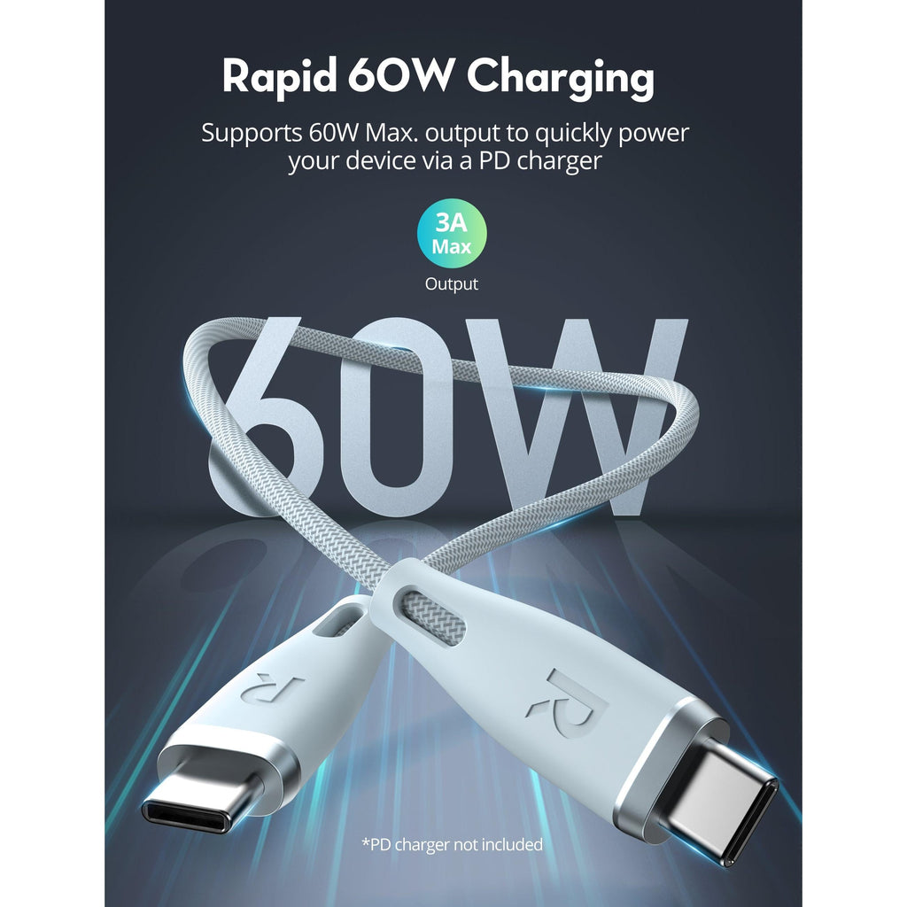 Ravpower Rp-Cb1037 60W C-C 1.2M Usb2.0 3A Cable Light Blue