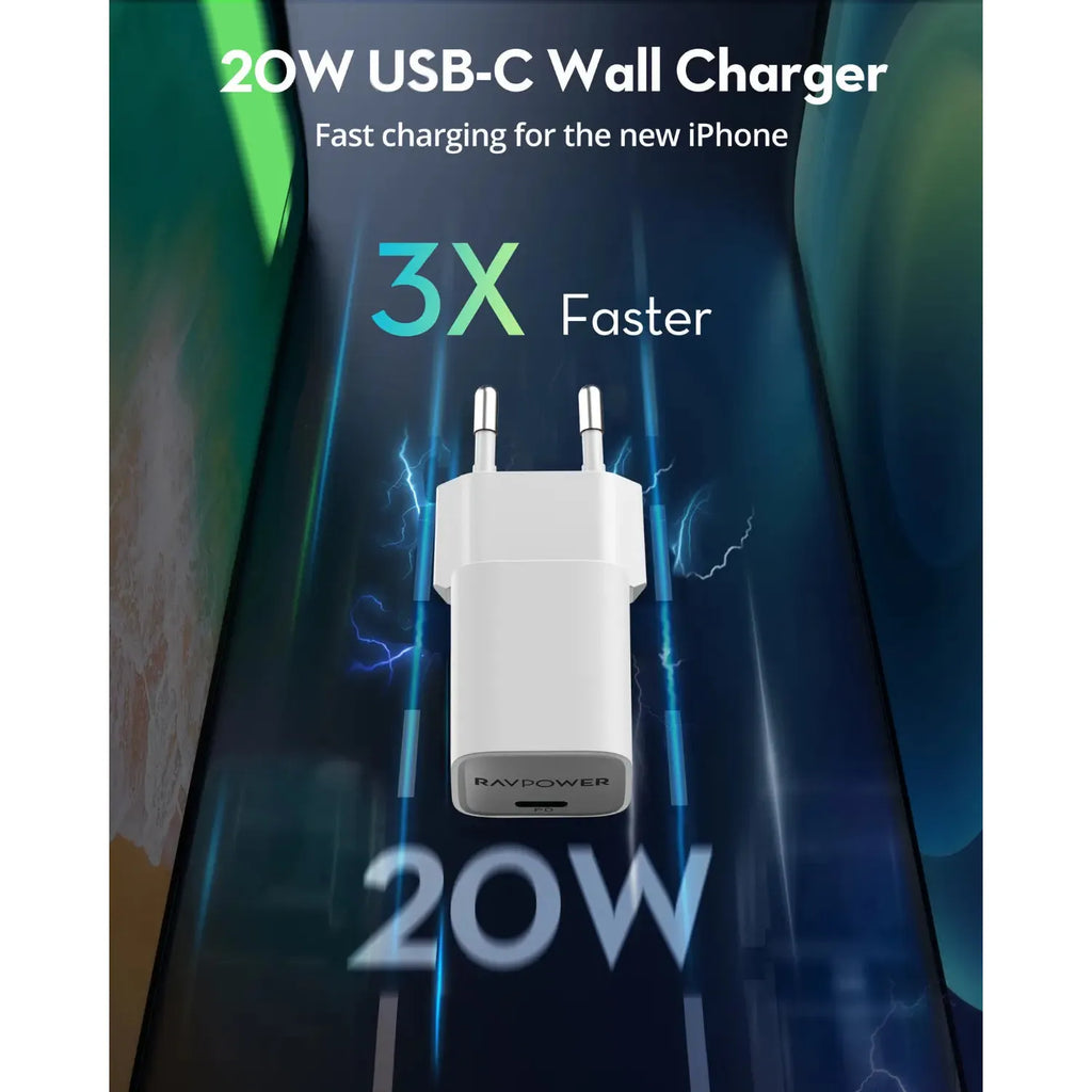 Ravpower Rp-Pc1055 Mini Pd20W  Gan Type C Charger White