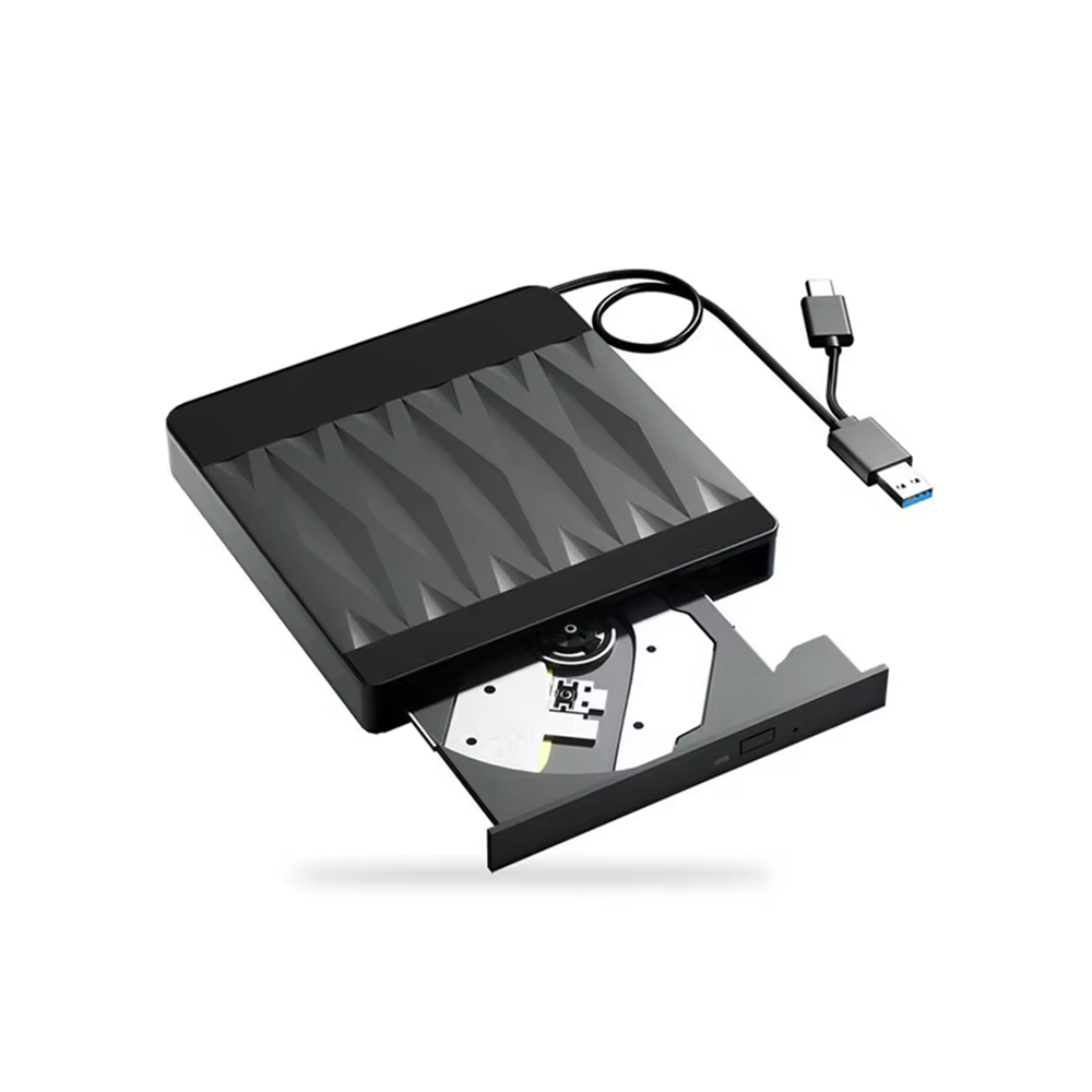 2in1 External Blu-ray Drive BD DVD CD -/+RW Reader Writer, Dual Port USB-A / USB-C