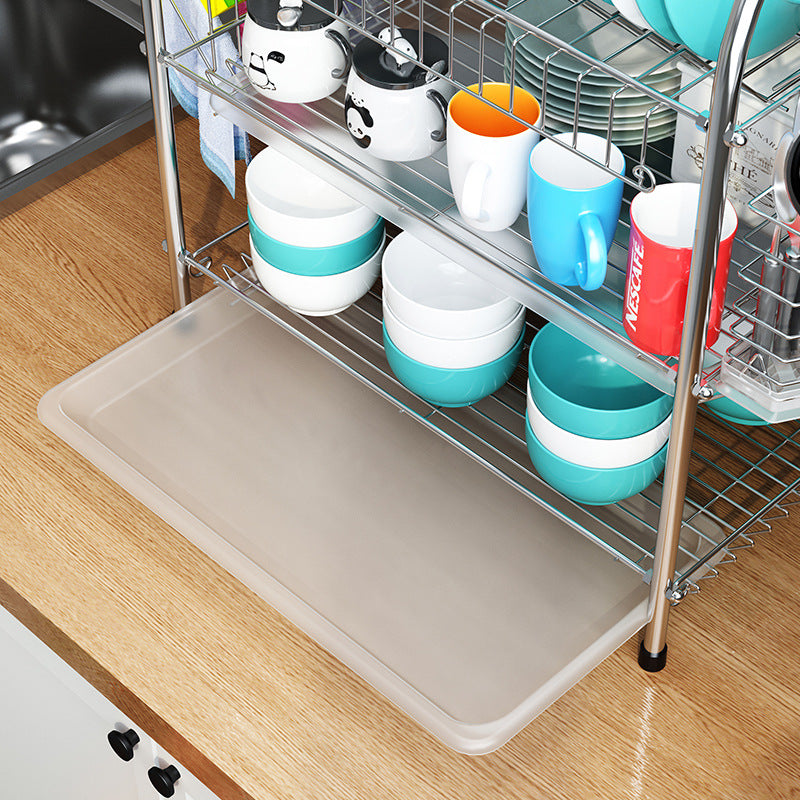 3 Tier Stainless Steel Dish Dring Rack With Mug Holder & Cutlery Drainer