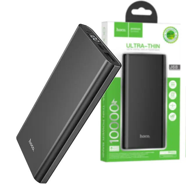 Hoco J68 Resourceful 10000mAh Power Bank – Dual Output | Compact - Black