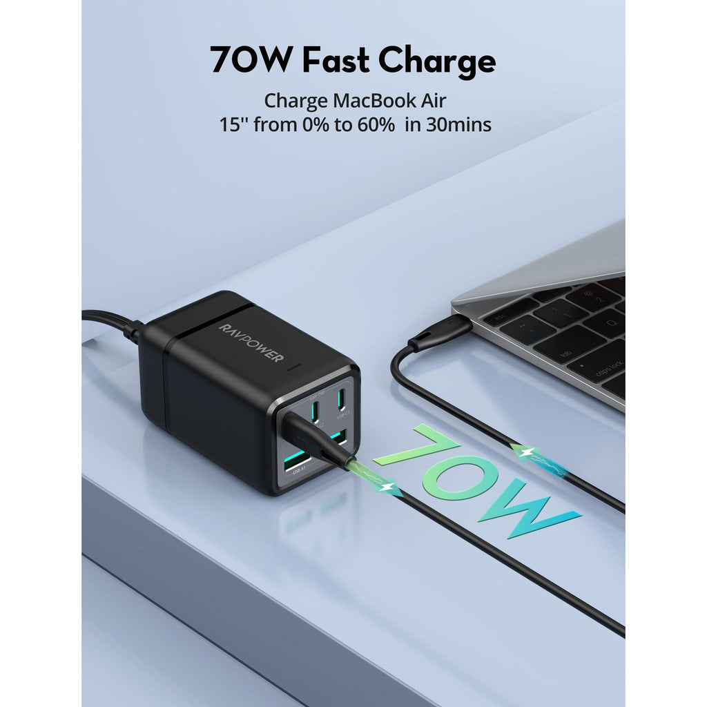 Ravpower Rp-Pc1045  75W Power Strip 5-Port Without Ac Outletsc Offline Black