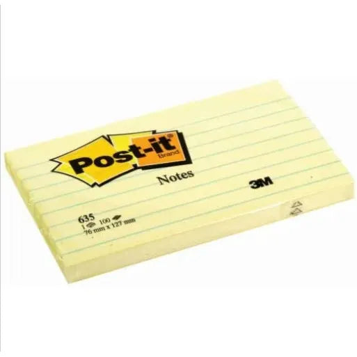 3M Post-it Notes 635, 3 in x 5 in (76 mm x 127 mm) Canary Yellow Dozen