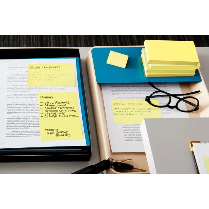 3M Post-it® Notes Canary Yellow 660. 4 x 6 in (101 mm x 152 mm). 100 sheets/pad, 12 pads/Pack. Lined Dozen