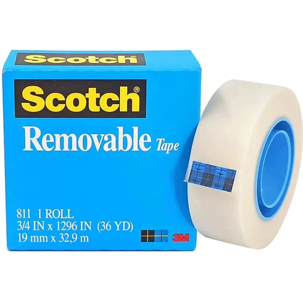 3M Scotch Magic 811 Removable Tape, 3/4" X 1296", Clear