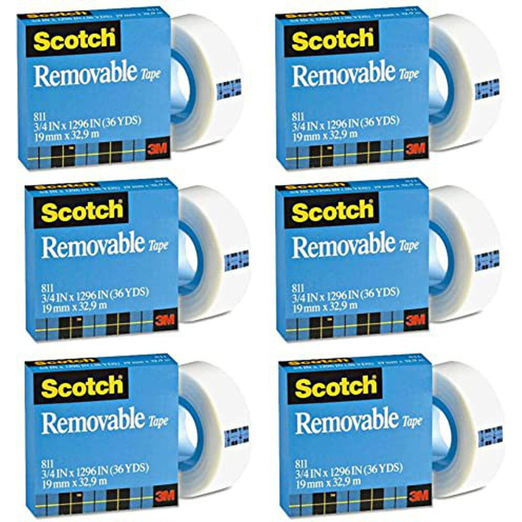3M Scotch Magic 811 Removable Tape, 3/4" X 1296", Clear