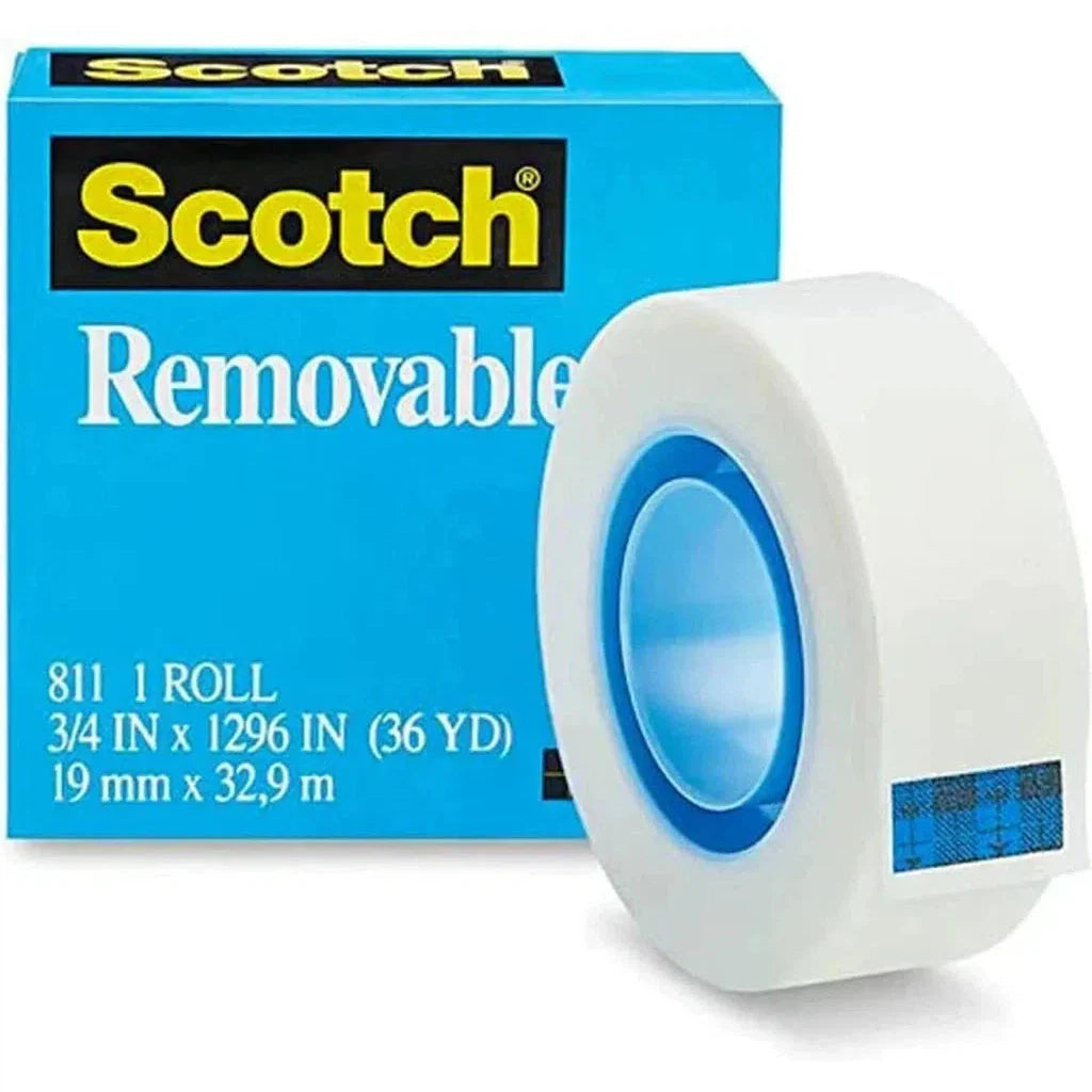 3M Scotch Magic 811 Removable Tape, 3/4" X 1296", Clear