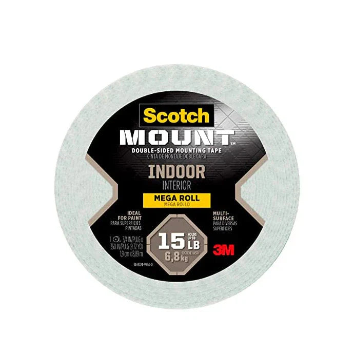 3M Scotch Mount Indoor Double-Sided Mounting Tape Mega Roll 110H-Long-DC, 1/2 in x 75 in