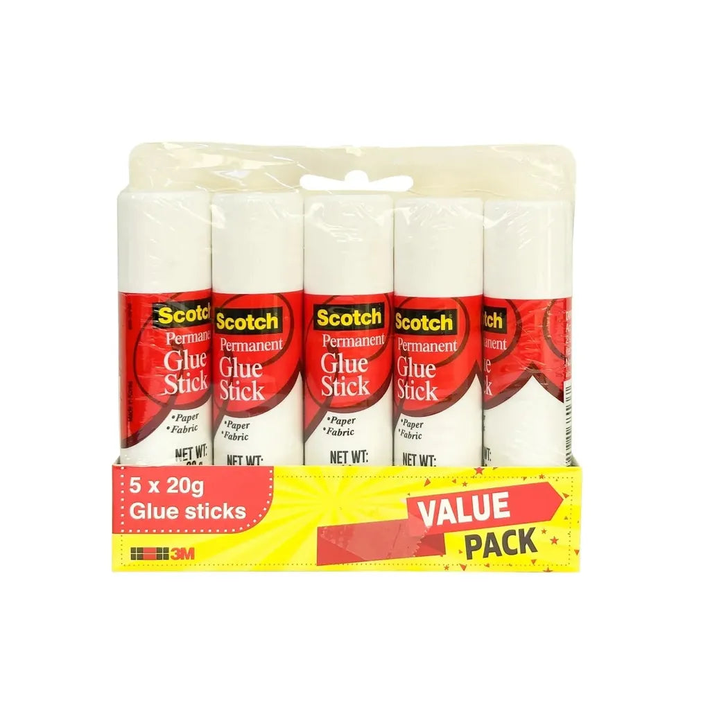 3M Scotch Permanent Glue Stick White 20g 5 PCS Value Pack