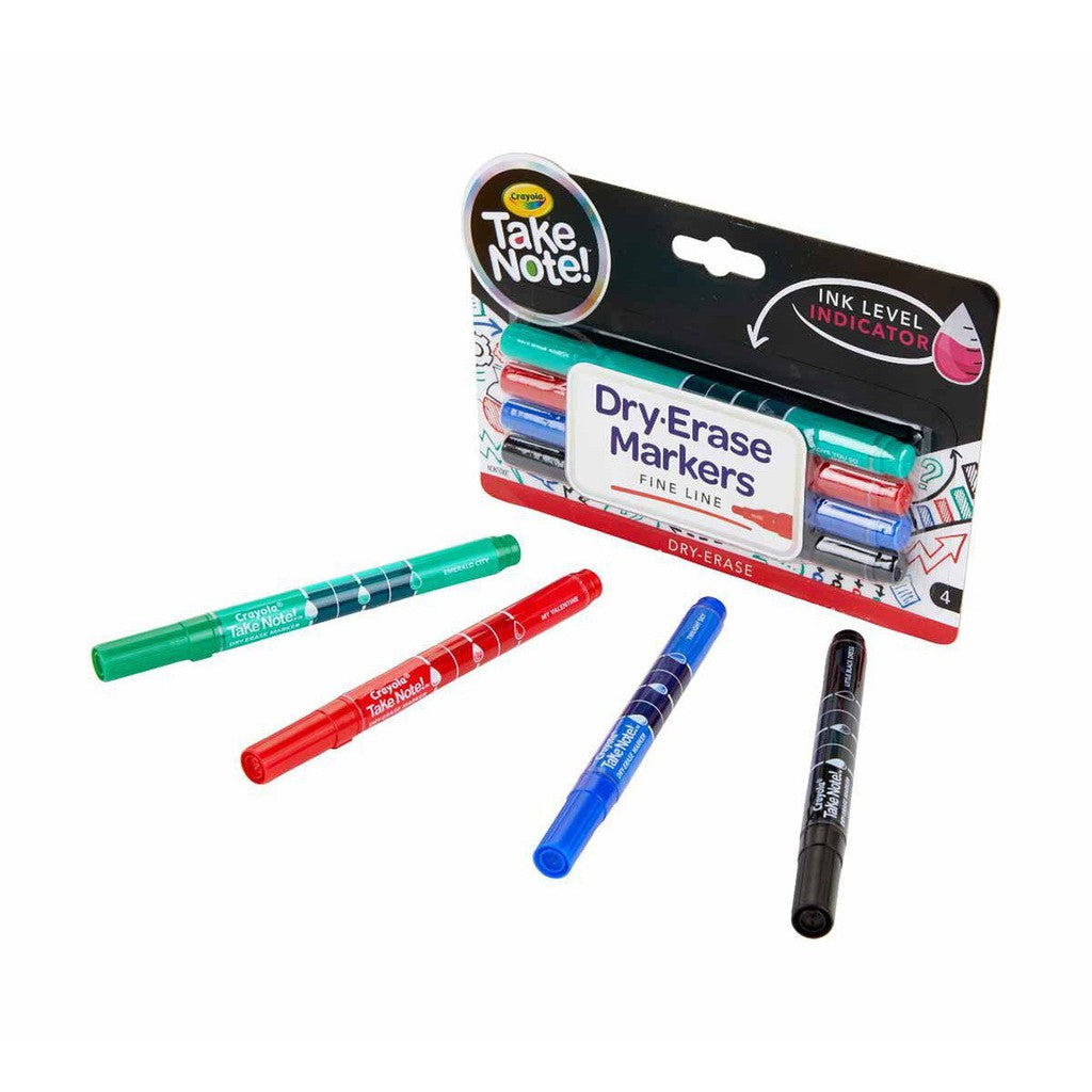 Crayola 4 CT.TAKE NOTE FINE LINE DRY ERASE MARKERS COLORED