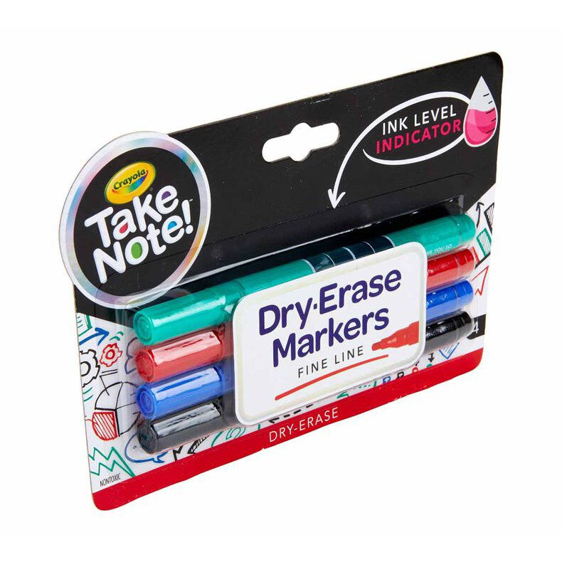 Crayola 4 CT.TAKE NOTE FINE LINE DRY ERASE MARKERS COLORED