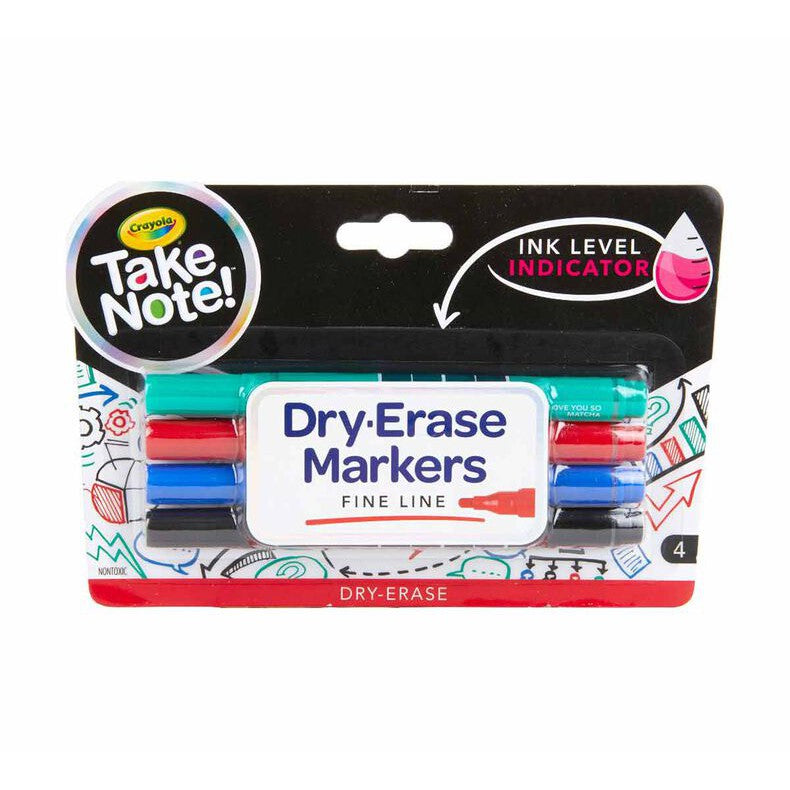 Crayola 4 CT.TAKE NOTE FINE LINE DRY ERASE MARKERS COLORED