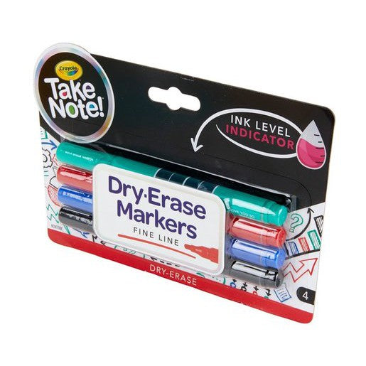 Crayola 4 CT.TAKE NOTE FINE LINE DRY ERASE MARKERS COLORED