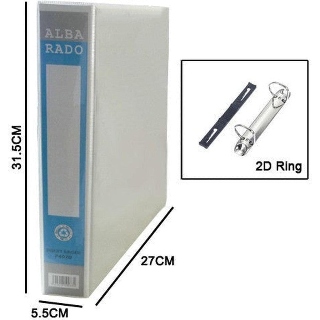 Alba Rado 40Mm Pvc 2D White A4 Ring File