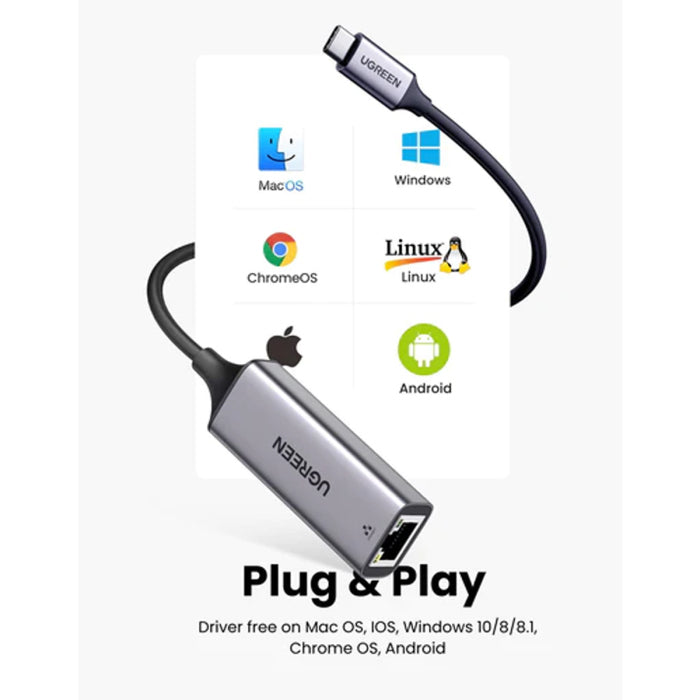 UGREEN USB Type C to 10/100/1000M Ethernet Adapter (Space Gray) CM199