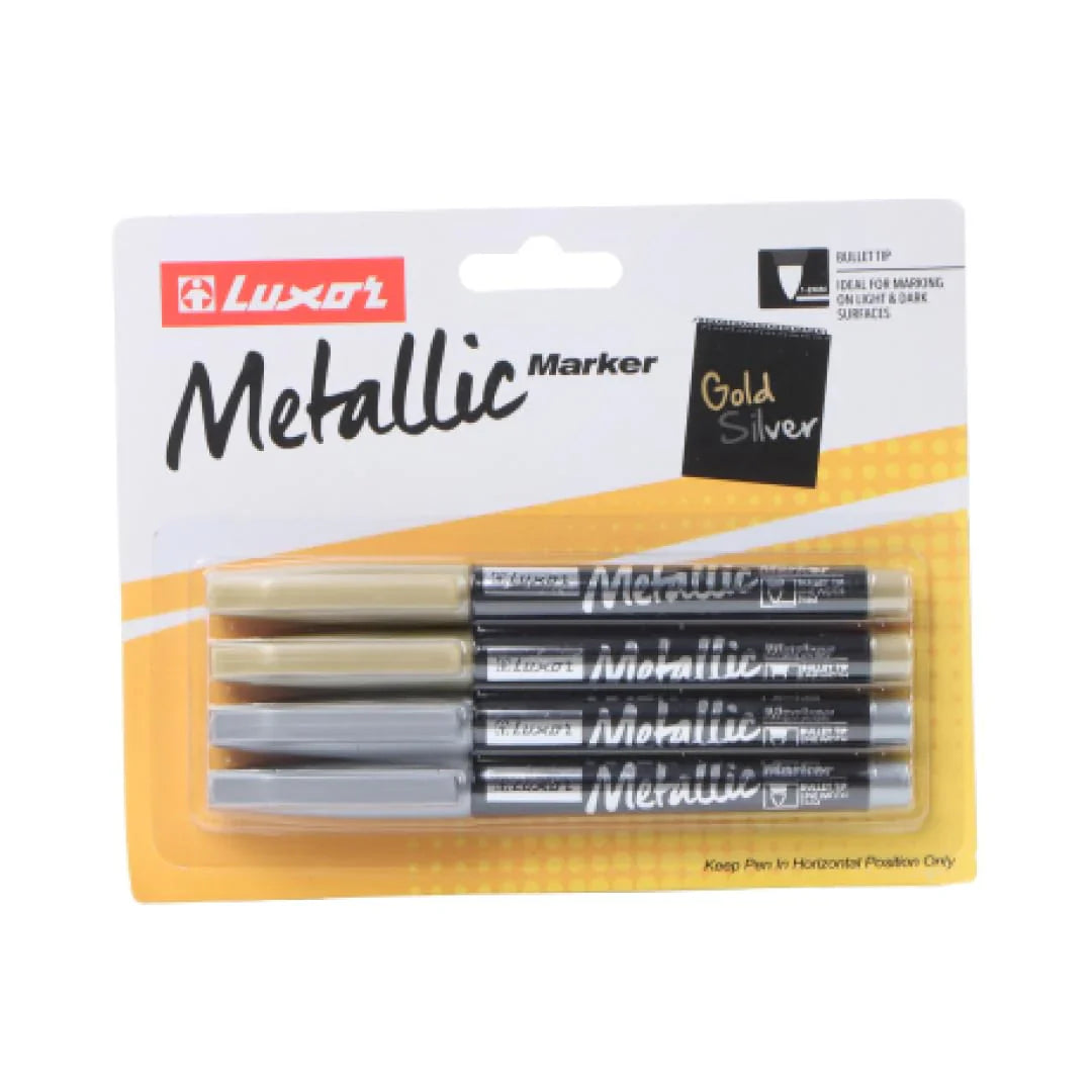 Luxor- Metallic Marker Gold & Silver - 4 Markers - Set Of 2 Packets