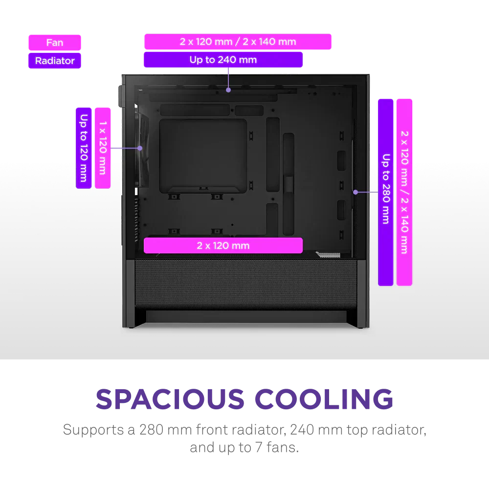 Nzxt H3 Flow (2025) Micro-Atx Mid Tower Case - All Black