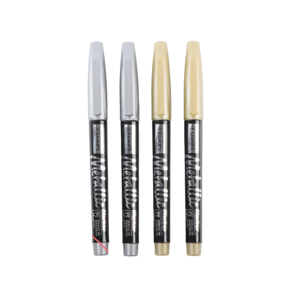 Luxor- Metallic Marker Gold & Silver - 4 Markers - Set Of 2 Packets