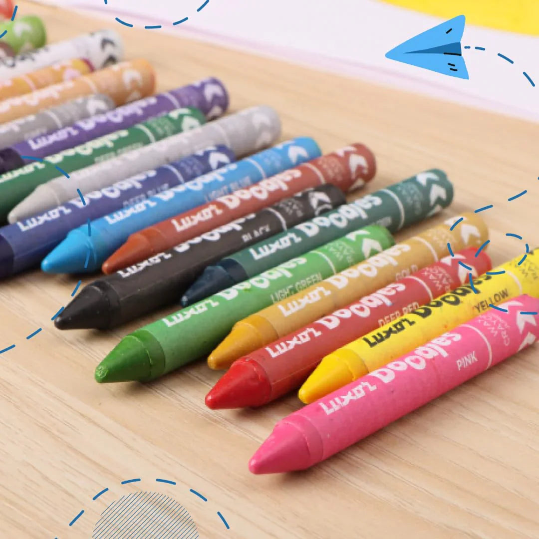 Luxor - Doodles Jumbo Wax Crayons 24 Assorted Shades Set Of 3