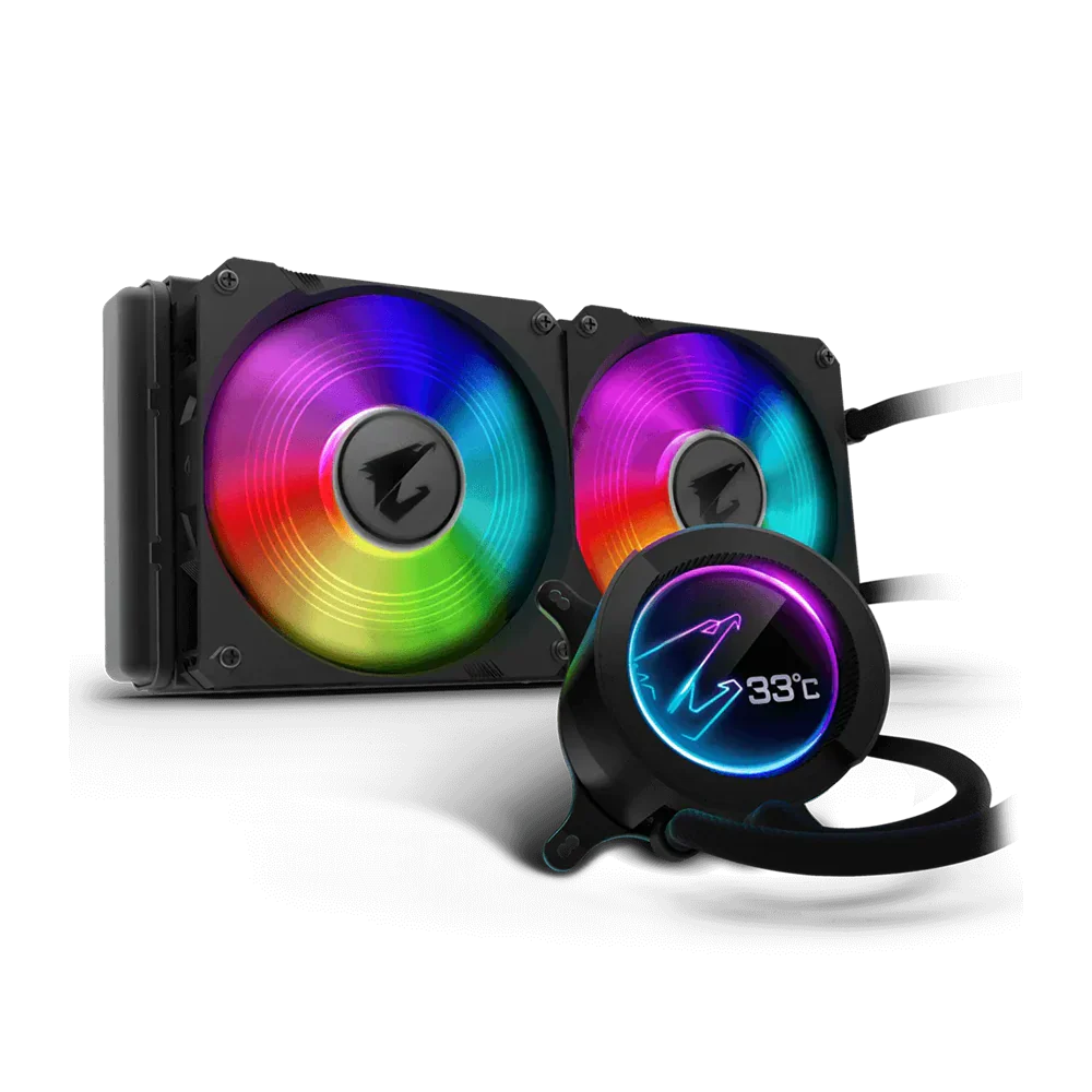 Gigabyte Aorus Liquid Cooler 280 Aio Rgb Liquid Cooler With Lcd Display Black