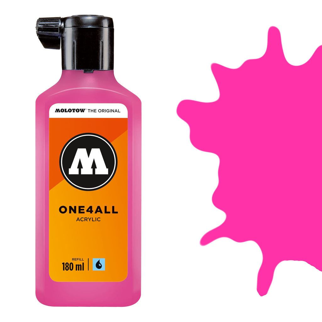 Molotow One 4 All Acrylic Paint Refill 180ml - Neon Pink Fluorescent