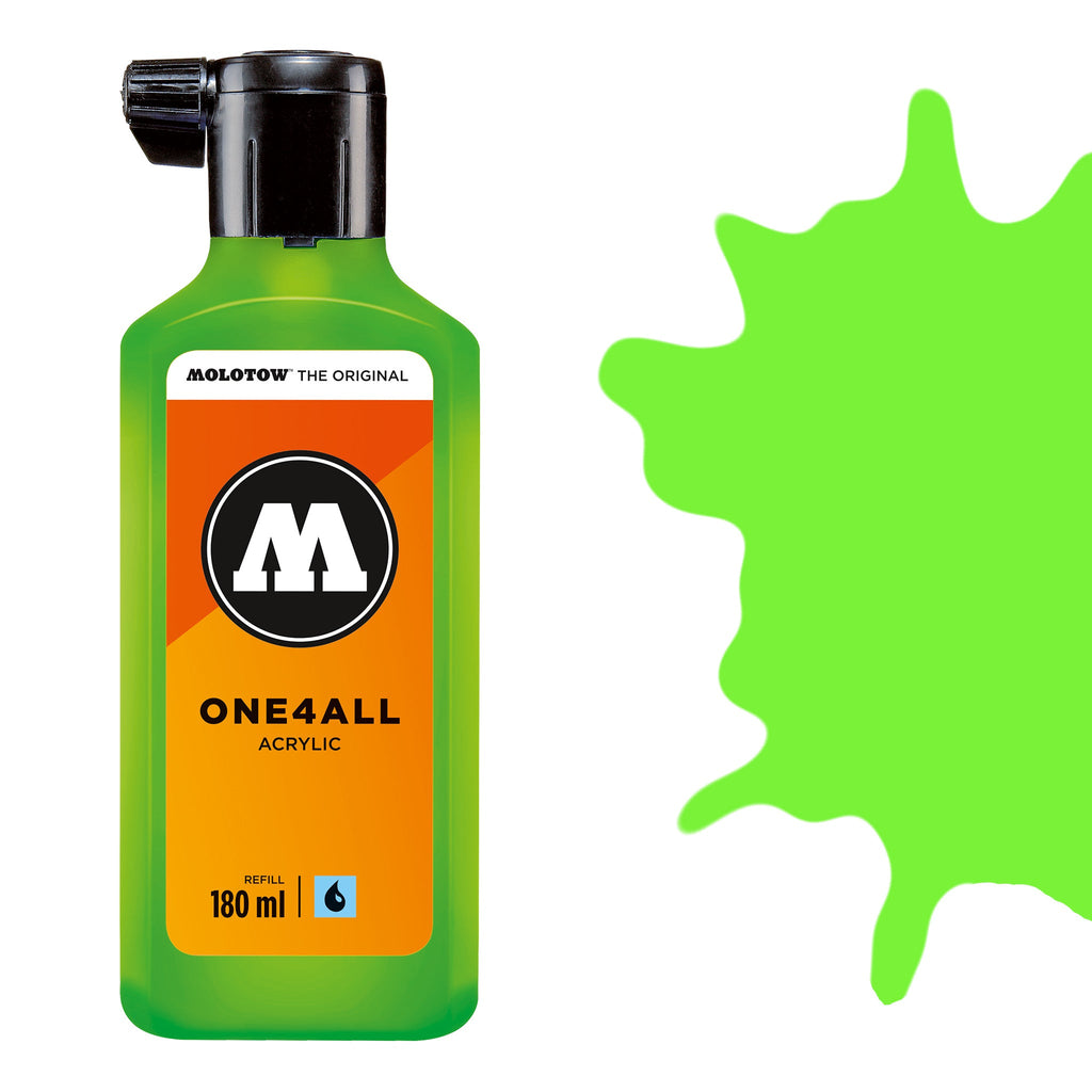 Molotow One 4 All Acrylic Paint Refill 180ml - Neon Green Fluorescent