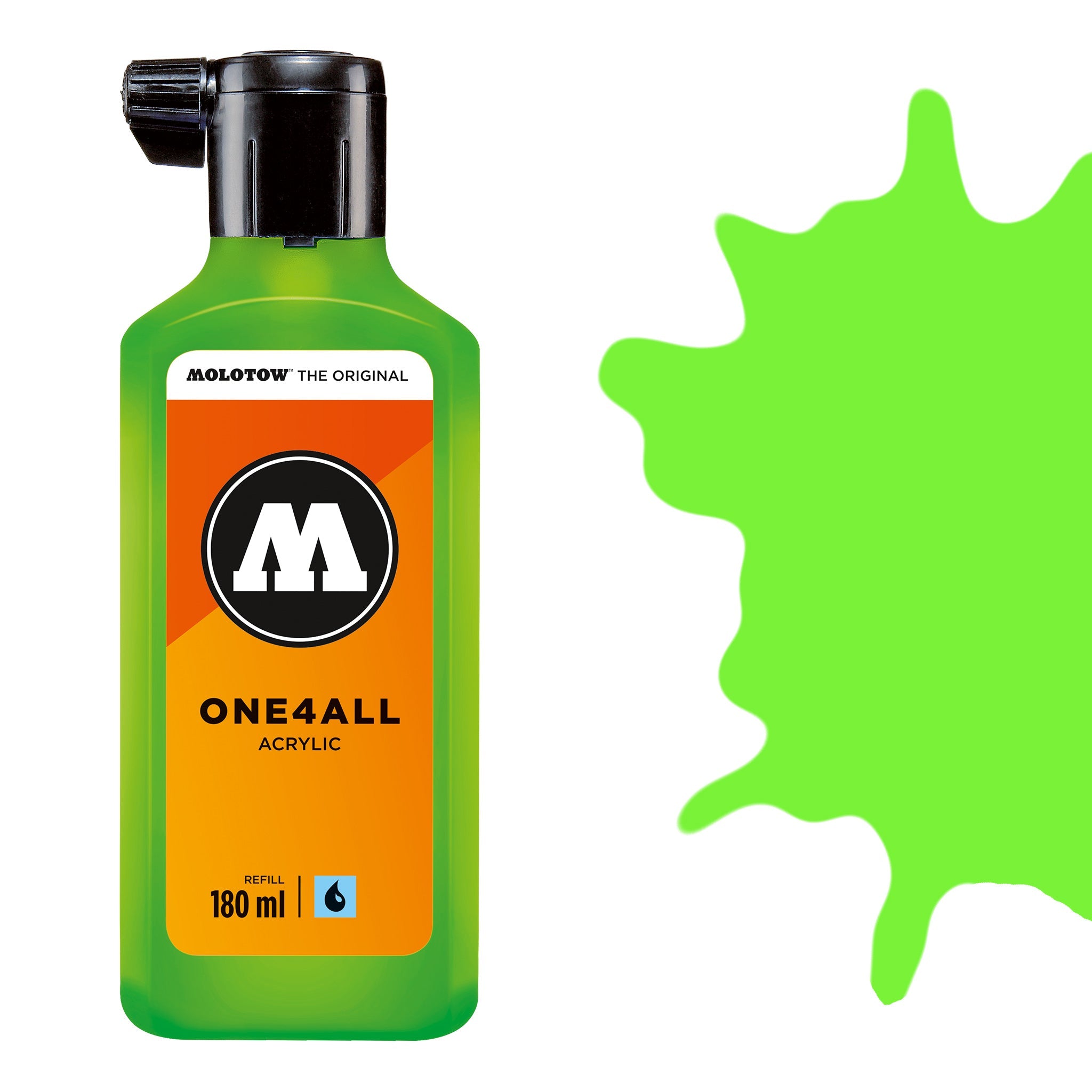 Molotow One 4 All Acrylic Paint Refill 180ml - Neon Green Fluorescent