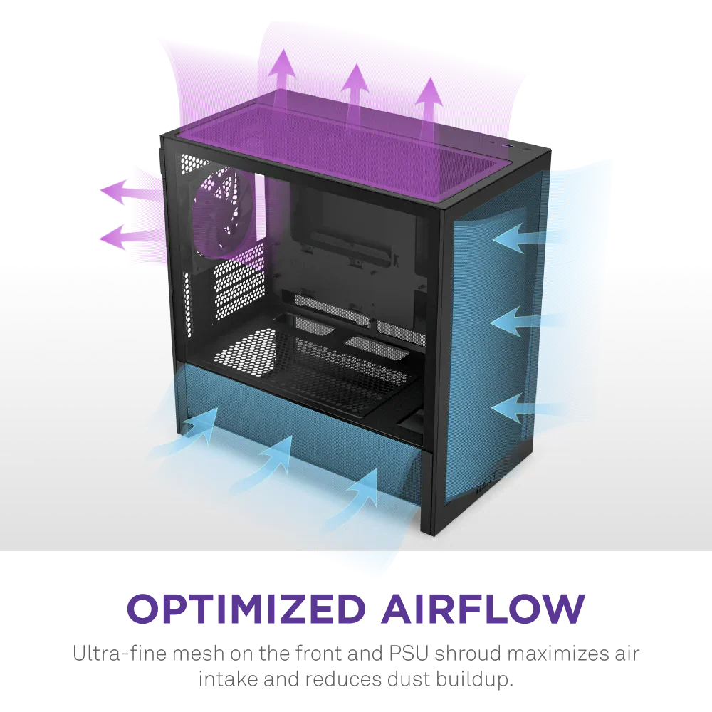 Nzxt H3 Flow (2025) Micro-Atx Mid Tower Case - All Black
