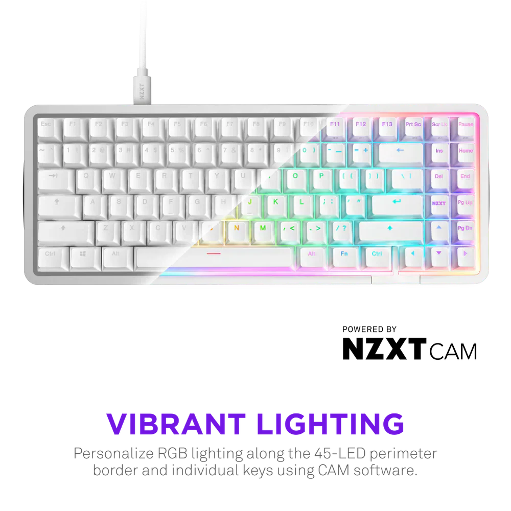 Nzxt Function Elite Mini Tkl Wired Gaming Keyboard White