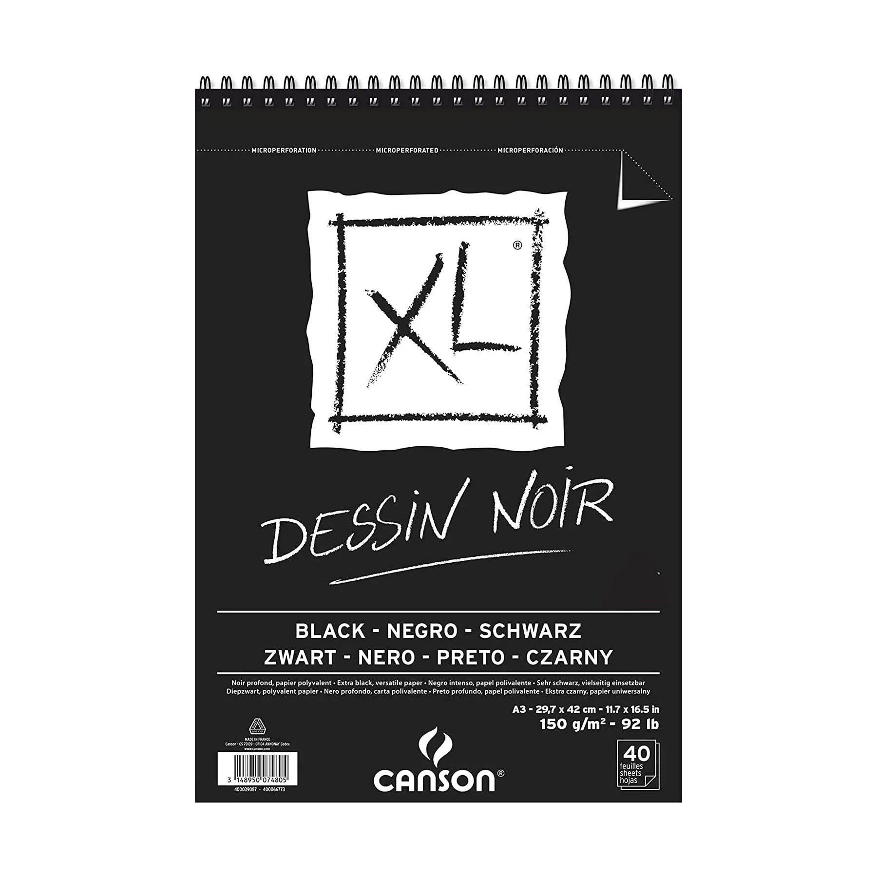 Canson Xl Dessin Noir Black Paper Pad