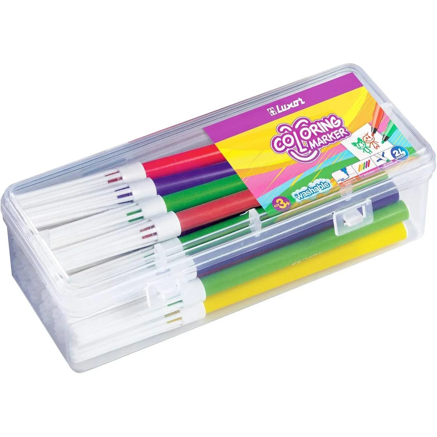 Luxor- Washable Coloring Markers With Fine Tip (Pack Of 24)