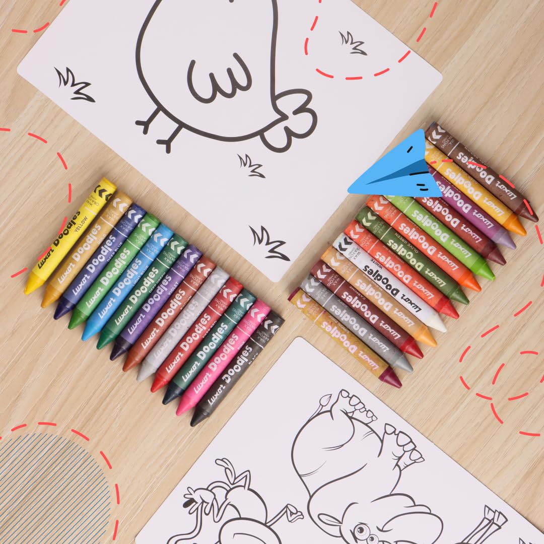 Luxor - Doodles Jumbo Wax Crayons 24 Assorted Shades Set Of 3